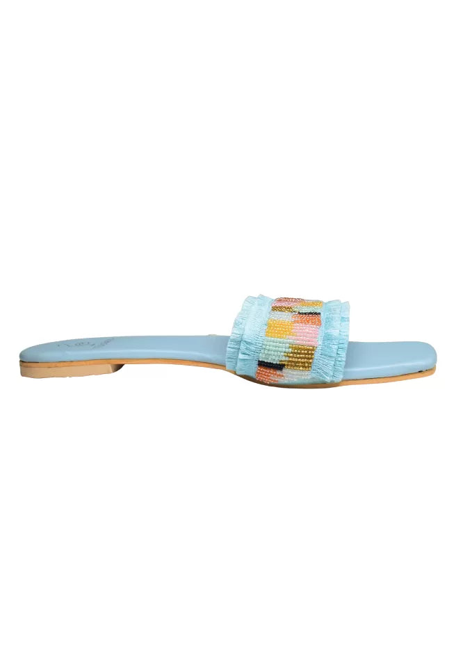 frill flat slip ons