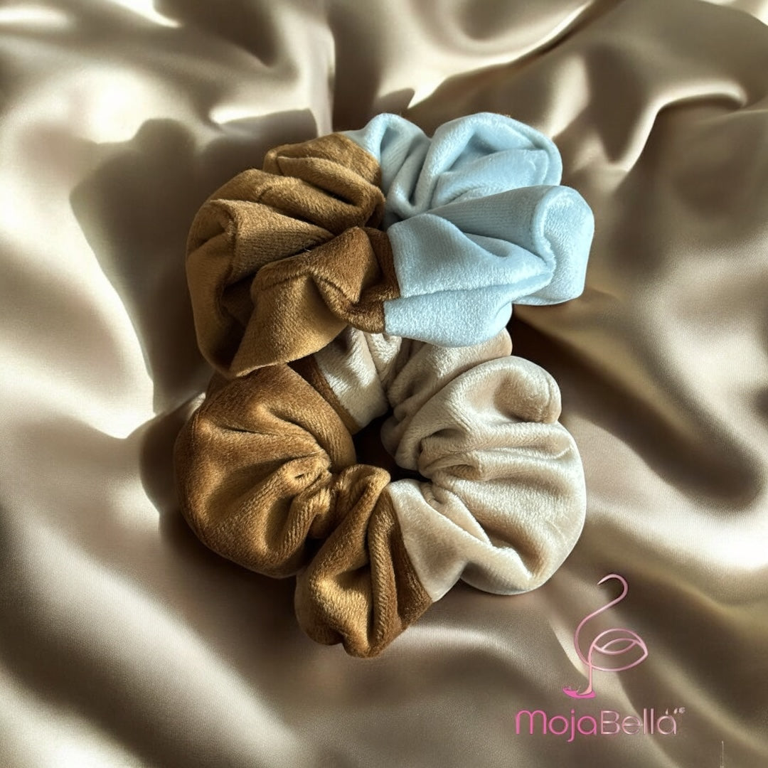Handmade Dual-Tone Cotton Velvet Scrunchies – Medium