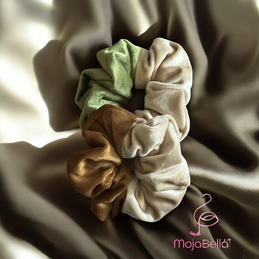 Handmade Dual-Tone Cotton Velvet Scrunchies – Medium