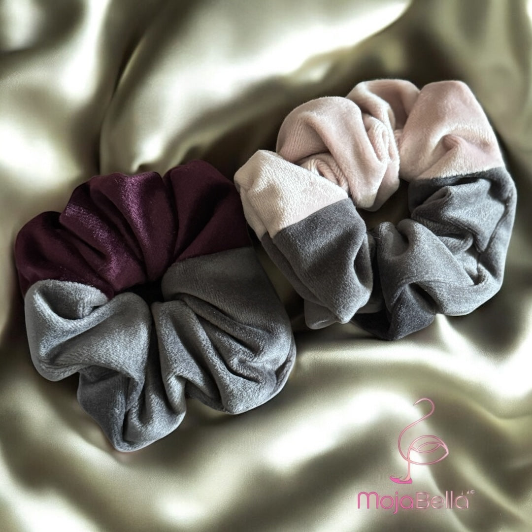 Handmade Dual-Tone Cotton Velvet Scrunchies – Medium