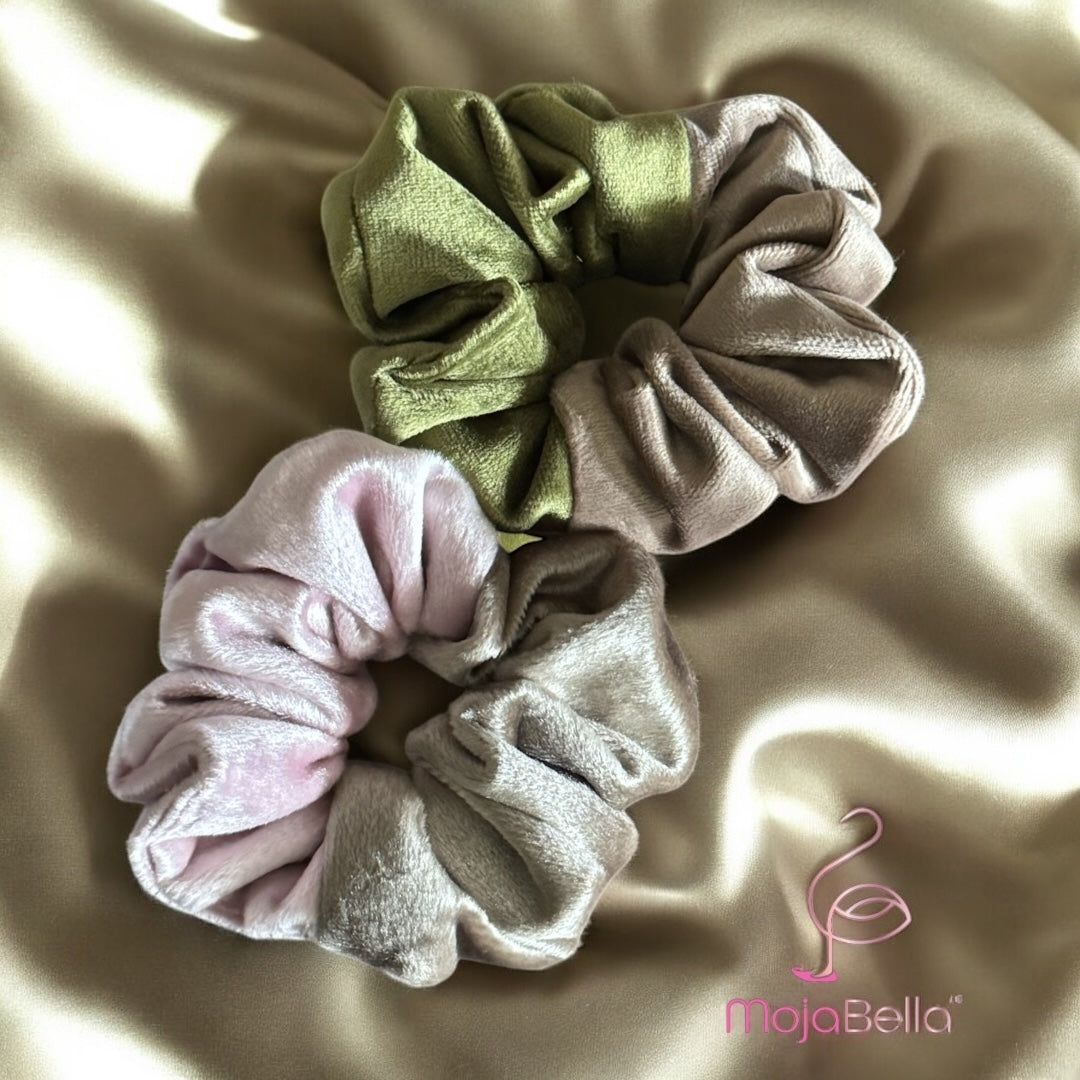 Handmade Dual-Tone Cotton Velvet Scrunchies – Medium