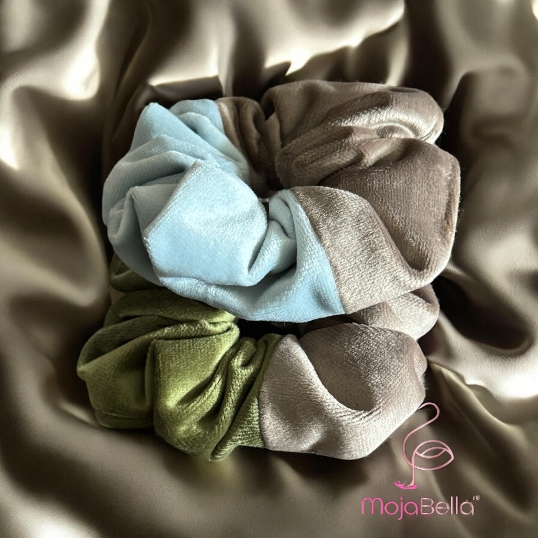 Handmade Dual-Tone Cotton Velvet Scrunchies – Medium