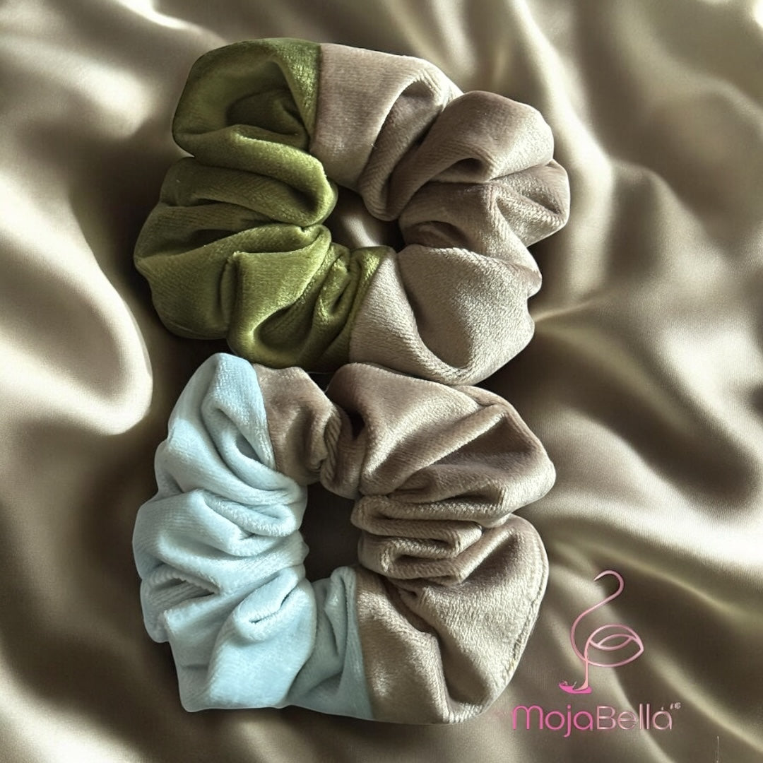 Handmade Dual-Tone Cotton Velvet Scrunchies – Medium