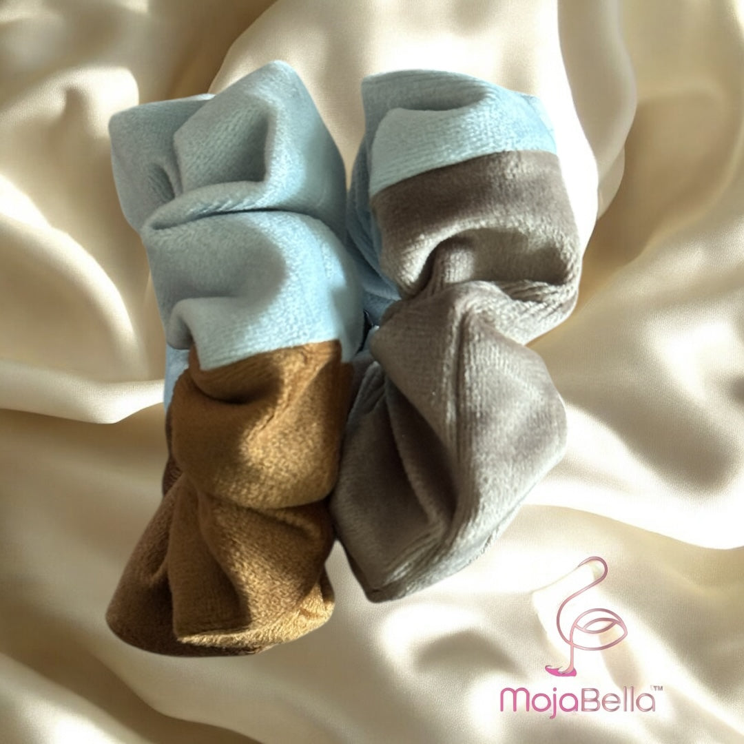 Handmade Dual-Tone Cotton Velvet Scrunchies – Medium