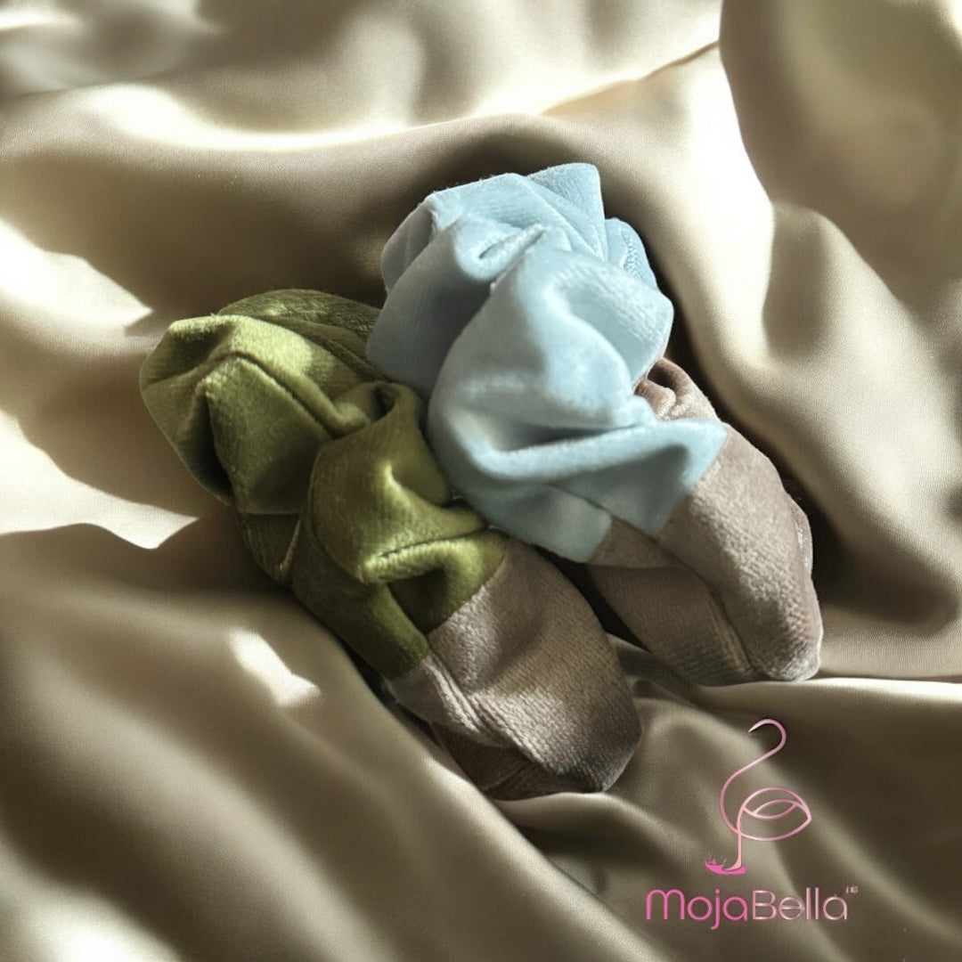 Handmade Dual-Tone Cotton Velvet Scrunchies – Medium