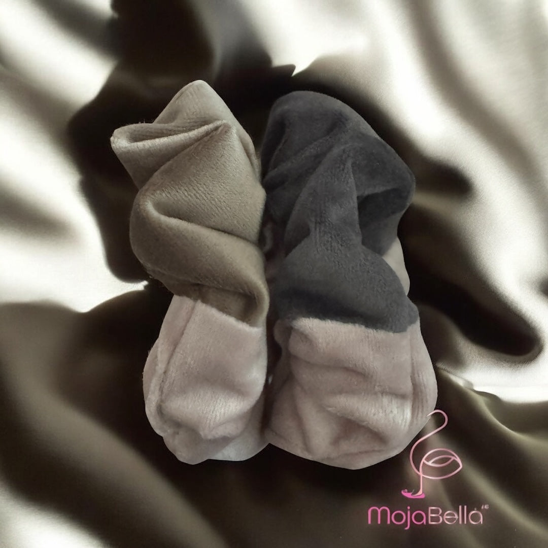 Handmade Dual-Tone Cotton Velvet Scrunchies – Medium