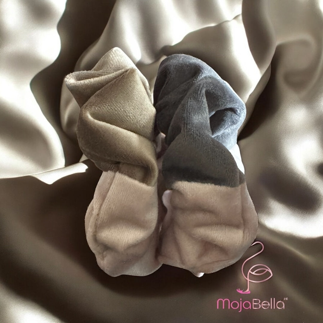 Handmade Dual-Tone Cotton Velvet Scrunchies – Medium