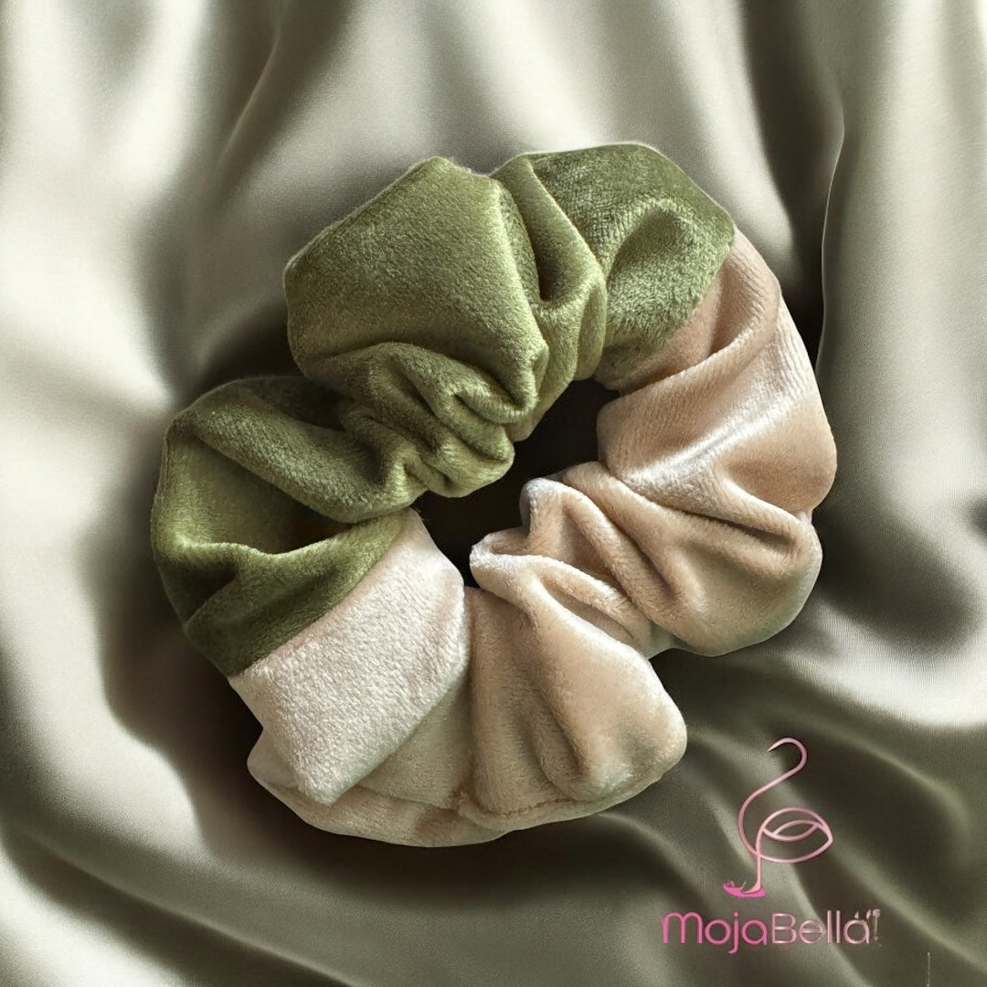 Handmade Dual-Tone Cotton Velvet Scrunchies – Medium