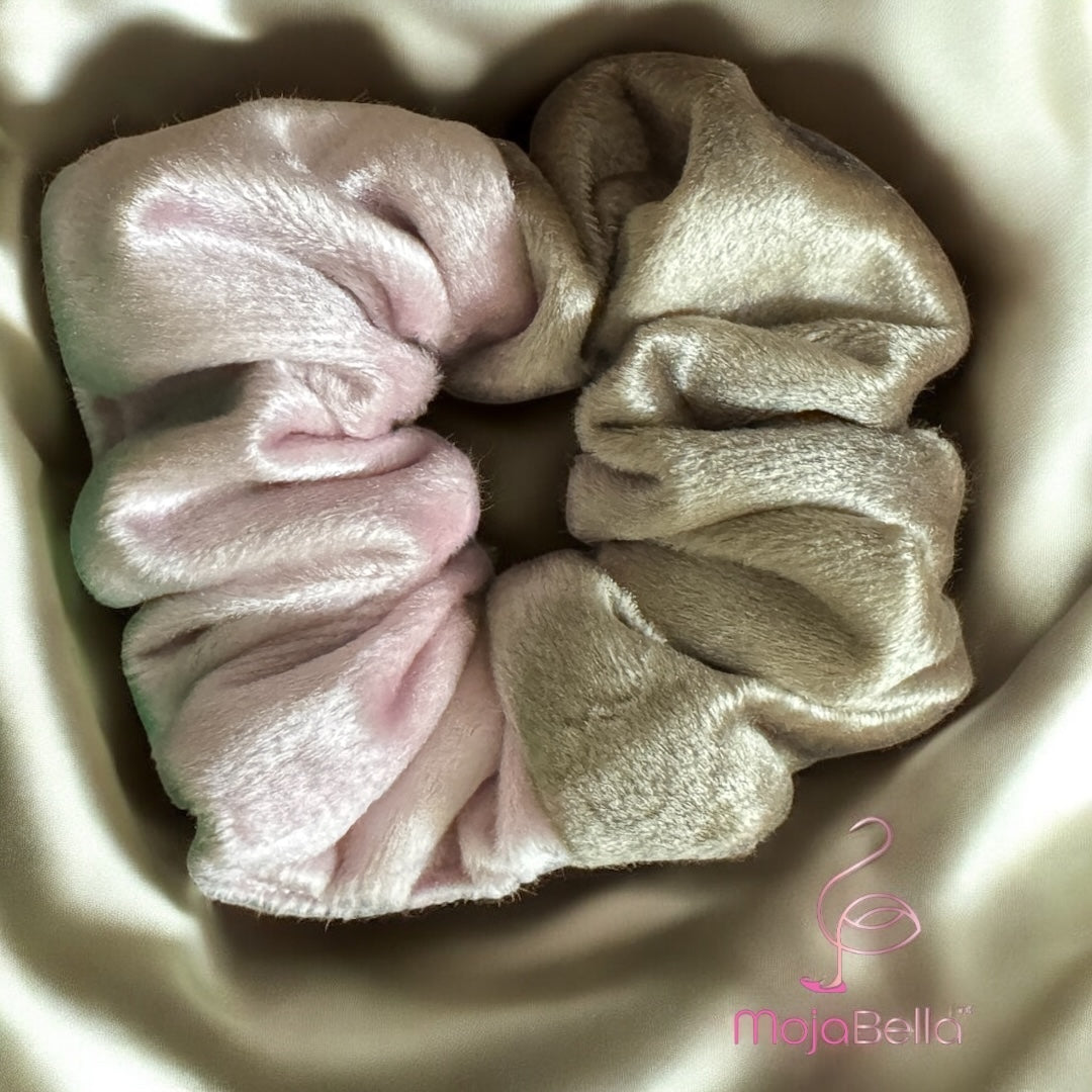 Handmade Dual-Tone Cotton Velvet Scrunchies – Medium