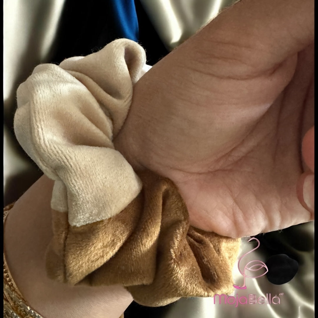 Handmade Dual-Tone Cotton Velvet Scrunchies – Medium
