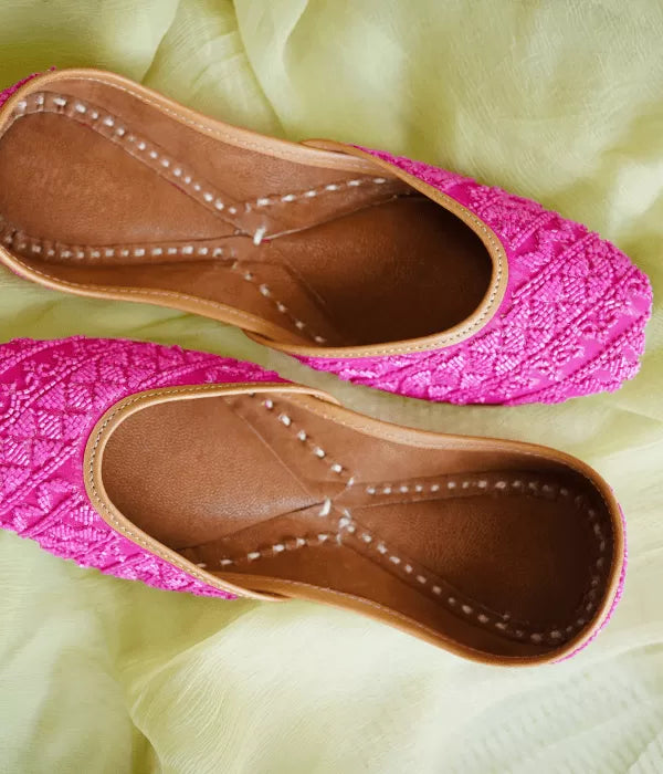 pink beaded footwear