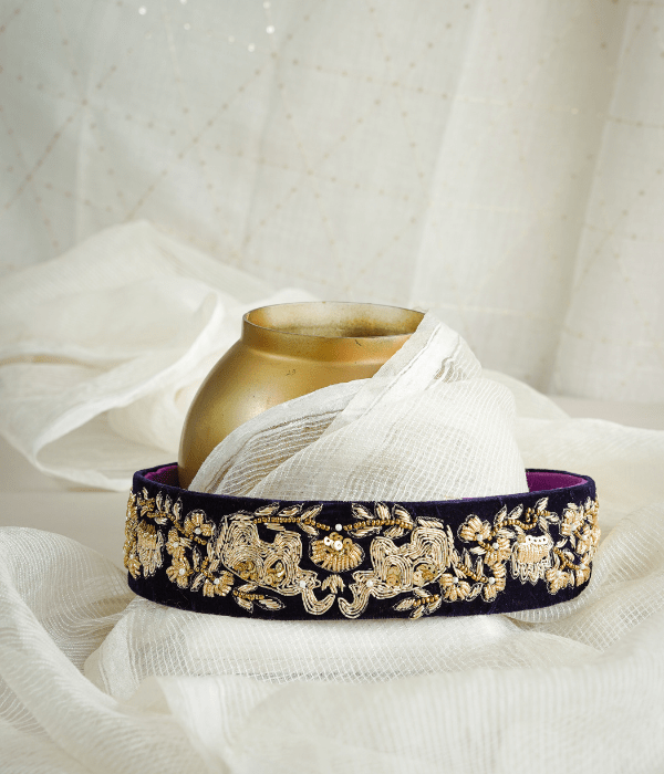 Dark Purple Elephant design Kamarbandh Belt