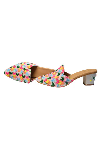 Multi-Color Candy Block Heel Mules