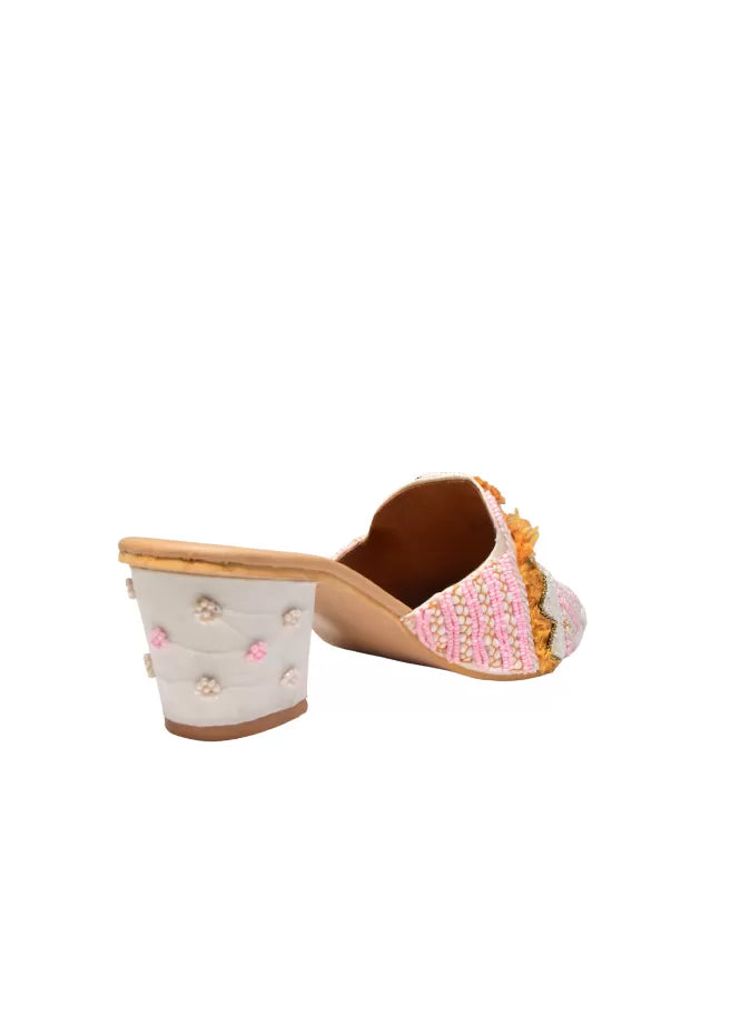 decorated block heels mules 