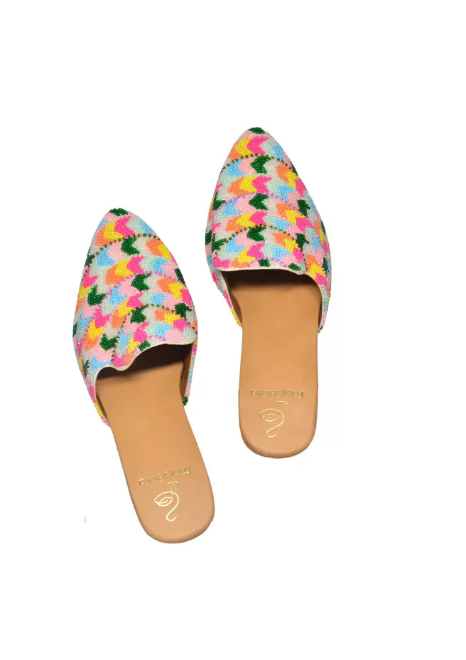 Multi-Color Candy Block Heel Mules