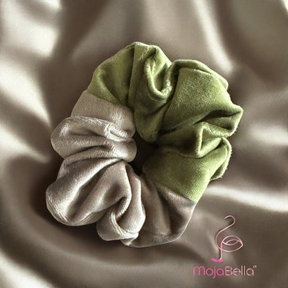Handmade Dual-Tone Cotton Velvet Scrunchies – Medium