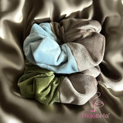 Handmade Dual-Tone Cotton Velvet Scrunchies – Medium