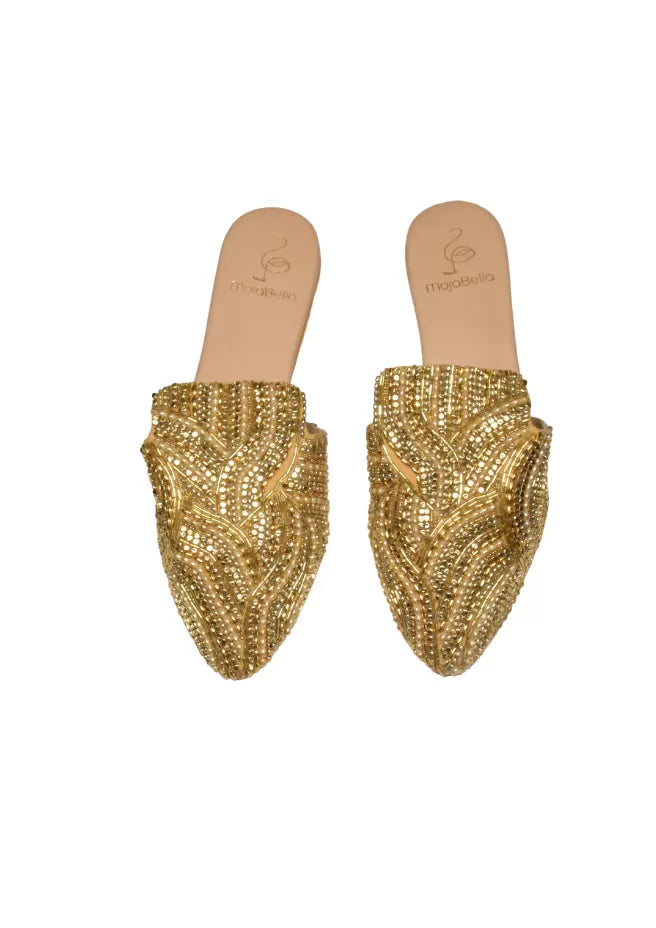 jewelled golden clogs 