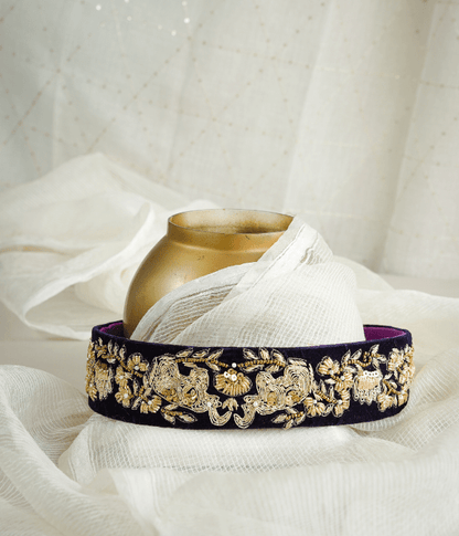 Dark Purple Elephant design Kamarbandh Belt